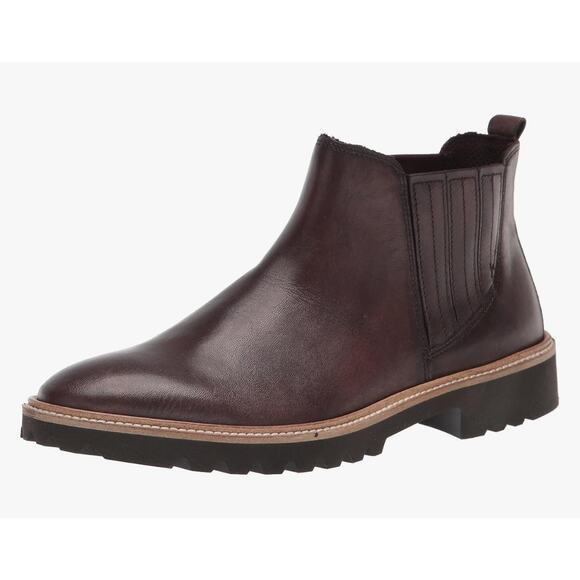 ECCO Women's Modern Tailored Ankle Leather Boot Chocolate Slip-on Sz 9-9.5 - Picture 1 of 13
